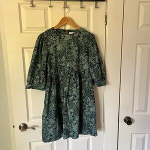 Elegant Green Patterned Women's Casual Dress